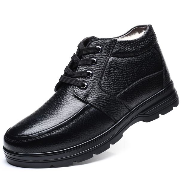 KL8819 Cow Leather Men's Casual Boots With Wool Lining Black, Choose Size And Tell Seller_vogvips.com