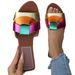 A New Beach Square Head Woven Cross Flat Women Sandals Slippers_vogvips.com