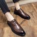 Spring Summer Men's Leather Korean Trendy Wedding Groom Groomsman Formal British Style Brogue Casual Shoes_vogvips.com