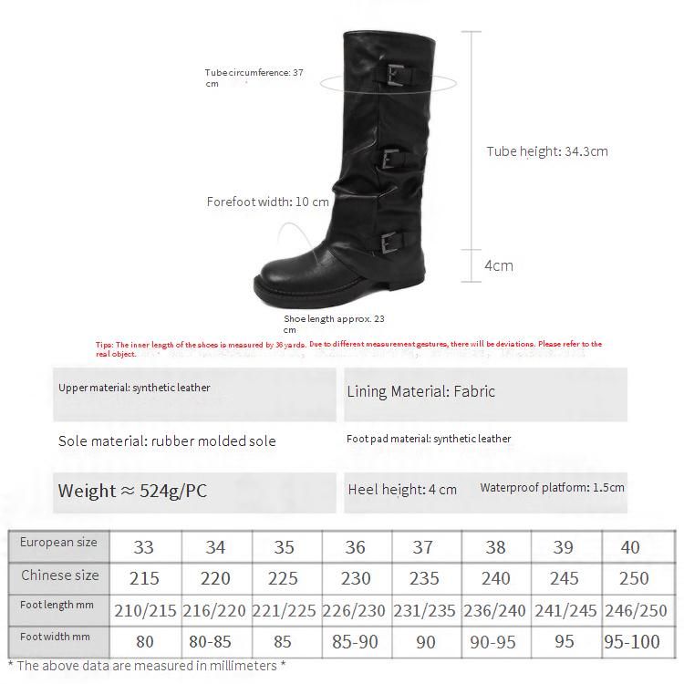 Cameido Western Cowboy Boots With Belt Buckles Autumn Winter Wasteland Style Folded Pile Long Boots With Trouser Legs_vogvips.com