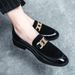 New Fashion Men's Brown Business Casual Loafer Shoes Daily Office Black Buckle Monk Men's Shoes One Foot Cover Banquet Dress Wedding Leather Shoes_vogvips.com