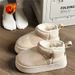 Women's Thick Soled Snow Boots, 2025 New Arrival, Fleece Lined, Thickened Short Cuff Fur Short Cuff Cotton Boots, Bread Loaf Shoes, Heel Enhancer_vogvips.com