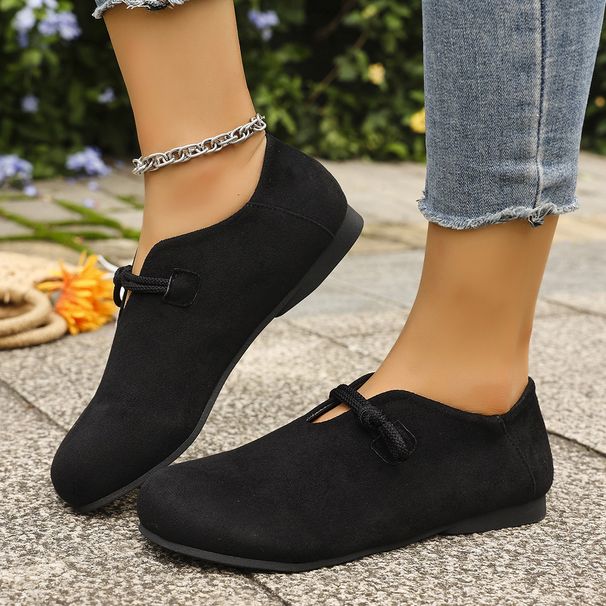 Women's Slip-On Flats With Wool Lining - Comfortable Round-Toe Loafers For Casual & Business Wear (Black/Beige, Sizes 36-43)_vogvips.com