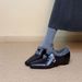 French Pointed Style Interior Height Increasing Single Shoe, Women's Straight Strap Hairy Shoes, Flat Bottom With Plush Warm Cotton Shoes_vogvips.com