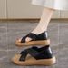 Women's Summer Ultra-soft Non-slip Cool Shoes With Breathable Woven Pattern, Versatile And Comfortable Thick-soled Casual Flip-flops_vogvips.com