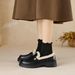 Platform Loafers Women's Velvet One-pedal Black Small Leather Shoes British Style Single Shoes Women's Autumn_vogvips.com