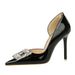 638-K50 Fashion Socialite Pointed High Heels Patent Leather Shiny Surface Fine Order Rhinestone Shallow Mouth_vogvips.com