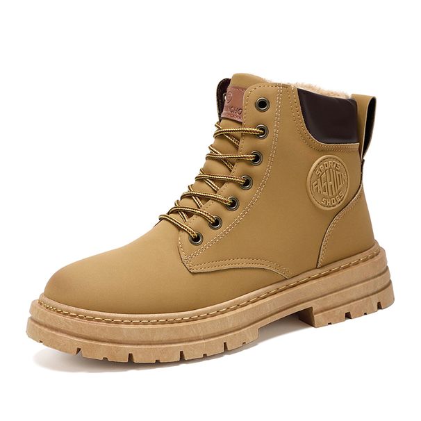 New Plush And Thick Winter Insulation Martin Boots Retro Work Attire High Top Shoes British Style_vogvips.com