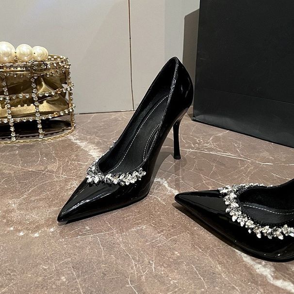 Fashionable Pointed-toe Rhinestone High Heels For Women, Elegant And Comfortable With Slender Stilettos For Formal Occasions_vogvips.com