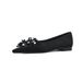 Cameido Retro Velvet Pointed Toe Flats For Women Spring Crystal Bow Shallow Mouth Fashion Shoes_vogvips.com