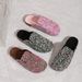 Brick Patterned Slippers, Women's Sequined Half Slippers, Adult Cork Shoes, Comfortable Casual Non Slip European And American Style Sandals._vogvips.com