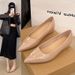 French Nude Inner Height Increase Pointed Flat Shoes Women's Light Mouth Shoes Versatile Commuter Shoes_vogvips.com