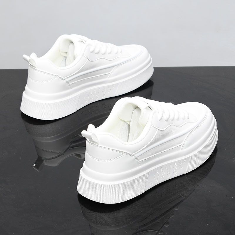 Men's Spring Summer Breathable Casual Sporty Platform Sneakers Height Increasing Thick Sole White Trendy D29_vogvips.com