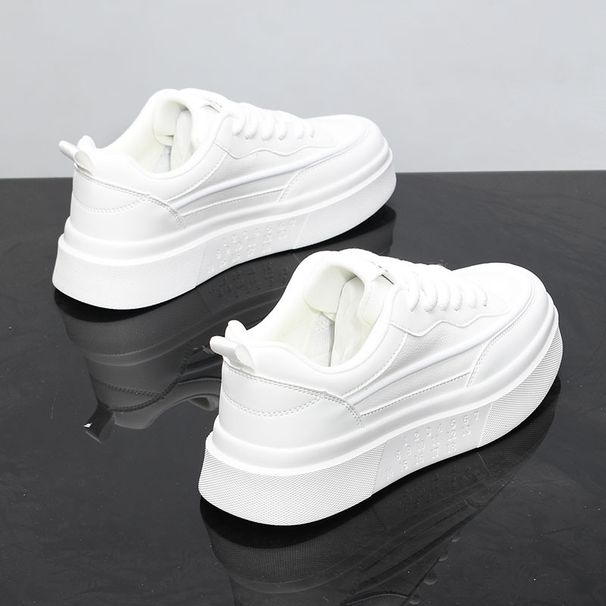 Men's Spring Summer Breathable Casual Sporty Platform Sneakers Height Increasing Thick Sole White Trendy D29_vogvips.com