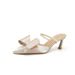 Qianluhui Sweet Style Bowknot Single Shoes Convertible Closed-Toe Half Slippers Summer New Women's High Heel Sandals_vogvips.com