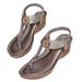 Bohemian Style Women's Sandals Comfortable Shoes Cross-Border European And American New Fashion Rhinestone Thick-Soled_vogvips.com