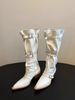 Pointed Toe Large Barrel Circumference Pile Pile Boots,design,retro Western Cowboy Boots, Thick Heel, Spicy Girl,trendy Feel,long Leg Boots For Women_vogvips.com