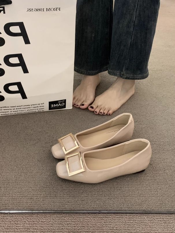 2026 Spring/Summer Elegant Single-Heel Leather Square-Toe Low-Cut Shoes Small Leather Shoes_vogvips.com