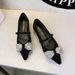3686-H103 European And American Style Elegant Low-heeled With Rhinestone Bow, Pointed Toe, One-strap Buckle, Wedge Heel_vogvips.com