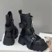 Womens White Black Platform Combat Square Toe Buckle Strap Side Zipper Chunky Heel Ankle Boots For Non Slip Streetwear_vogvips.com