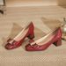 Women's Shoes Casual Business Wedding Party Square Toe Red Mary Jane Thick Heel Patent Leather French High Heel Wedding Shoes Single Shoes Women_vogvips.com