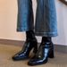 【Super Stylish Slim Boots】Square Toe Chunky High Heel Stretch Elegant Versatile Ankle Boots_vogvips.com