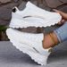 Women's Solid Color Casual Sneaker, Lace-up Lightweight Soft Sole Walking Shoes, Low-Top Comfortable Training Shoes_vogvips.com