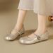 【Soft Sole And Soft Upper】Cameido Crystal Ankle Strap Mary Jane Shoes, 2025 Autumn Round Toe Low Flat Single Shoes_vogvips.com