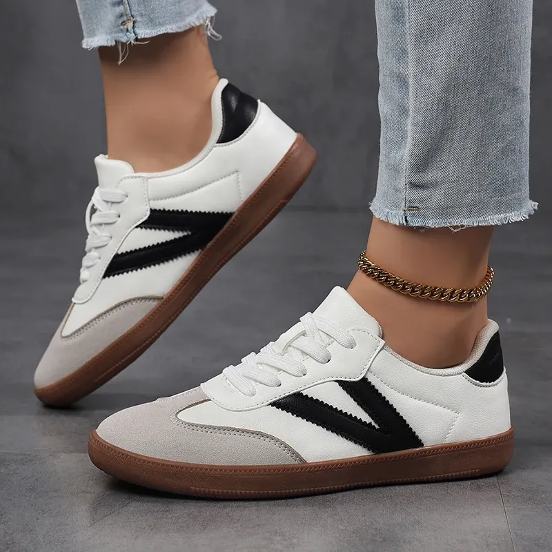 Women's Skateboard Lace-Up Leather Retro Moral Training Shoes, Outdoor Casual Sports Shoes_vogvips.com