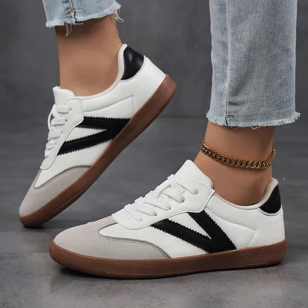 Women's Skateboard Lace-Up Leather Retro Moral Training Shoes, Outdoor Casual Sports Shoes_vogvips.com