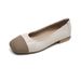 Square Head Single Shoes Female Flat Bottom New Spring And Autumn Small Perfume Style Colour Blocking A Word Foot_vogvips.com