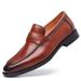 Men's shoes Bean shoes Casual slip-on leather shoes Breathable business dress shoes men's_vogvips.com