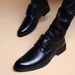 Spring Versatile Genuine Soft Leather Trendy Business Casual Wedding Korean Style Pointed Toe British Lace-up Formal_vogvips.com