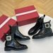 Sheepskin Version ~ 2024 RV Rhinestone Square Buckle British Style Short Martin Boots Women's Chelsea Boots Women's Flat Boots_vogvips.com