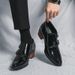 New Fashion Men's British Black Business Casual Loafer Shoes Daily Driving Office Leather Shoes One Foot Pedal Lazy Brown Banquet Dress Wedding Men's_vogvips.com