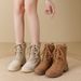 Canvas Martin For Women 2025 New Summer Outdoor Genuine Leather Breathable Hiking Shoes Desert Thick Sole Short Boots_vogvips.com