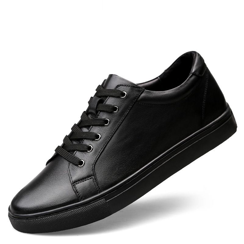 Height-increasing Little White Shoes Men's Leather Hollowed-out Cowhide Board Shoes Men's Shoes Sports And Leisure-size_vogvips.com