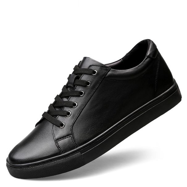 Height-increasing Little White Shoes Men's Leather Hollowed-out Cowhide Board Shoes Men's Shoes Sports And Leisure-size_vogvips.com