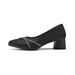 Fashion Classic Black Rhinestone Cross-decorated Chunky Heel Women's Shoes Made Of Lycra Fabric With Pointed Toe And Medium Heel_vogvips.com