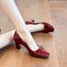 Bowknot French-style Closed-toe Air Cotton 2026 Large Size Widened High-heeled For Women, Elegant Single Shoes, Gentle_vogvips.com