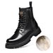 European Warm Series Autumn Winter Genuine Leather Yellow Mid-High Top Thick Sole Lightweight Martin Casual Comfortable Side Zipper Round Toe_vogvips.com