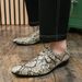 Cross-Border Snake Pattern Small Buckle Trendy Business Formal Slip-On Men's Leather Shoes British Pointed Toe_vogvips.com