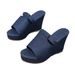 Women's plus Size Wedge Sandals Summer Peep Toe Thick Sole Denim New Style Size 43_vogvips.com