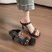 Light Luxury Style Polka Dot Square-toed Women, New Summer Model With A High-end Feel, Black One-strap High-heeled_vogvips.com