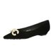 3685-K79 French-style Pointed-toe Women's Shoes, Versatile With Metal Buckle, Suede Slip-on Wedge Heel, Suitable For_vogvips.com