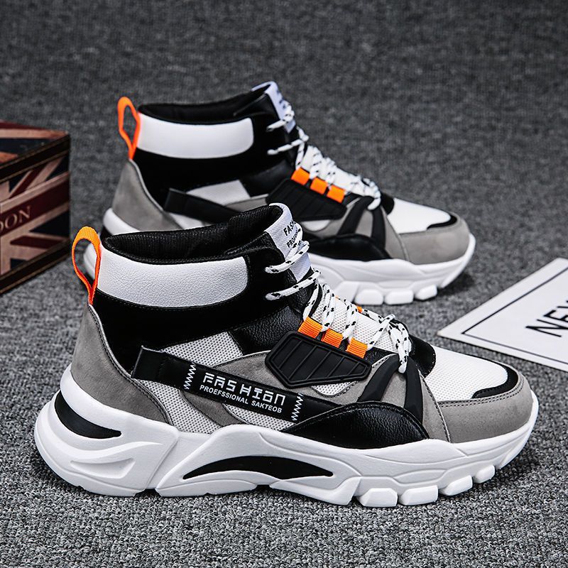 Men's shoes spring new high top shoes men's trendy sports shoes men's versatile breathable dad shoes student shoes men's_vogvips.com