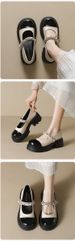 French Platform Mary Jane Shoes Women's Light Mouth One-word Color Matching College Style Small Leather Shoes_vogvips.com