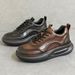 Casual Autumn New British Stle Versatile Genuine Leather Thick Sole Men's Air Cushion Comfortable Black Dad Shoes_vogvips.com