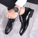 Men's Classic Crocodile-Pattern Dress Shoes – Stylish Business & Wedding Oxfords With Breathable PU Leather & Comfortable Rubber Sole_vogvips.com