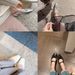 Grape Mom Studiolee~ French Square Toe Pleated Slip-On Rhinestone Buckle Mules Half Slippers High Heels_vogvips.com